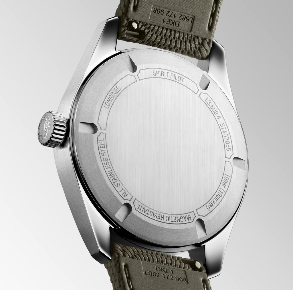 LNGS Spirit Pilot 39mm Watch with Green Rubber Strap