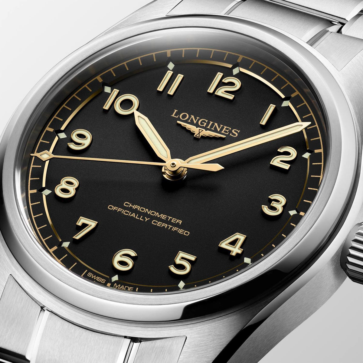 LNGS Spirit Pilot 39mm Watch with Stainless Steel Bracelet
