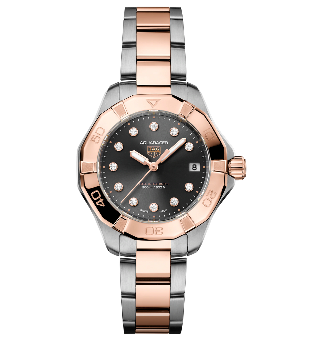 TGHR Aquaracer Professional 200 Solargraph Watch with Diamond Dial