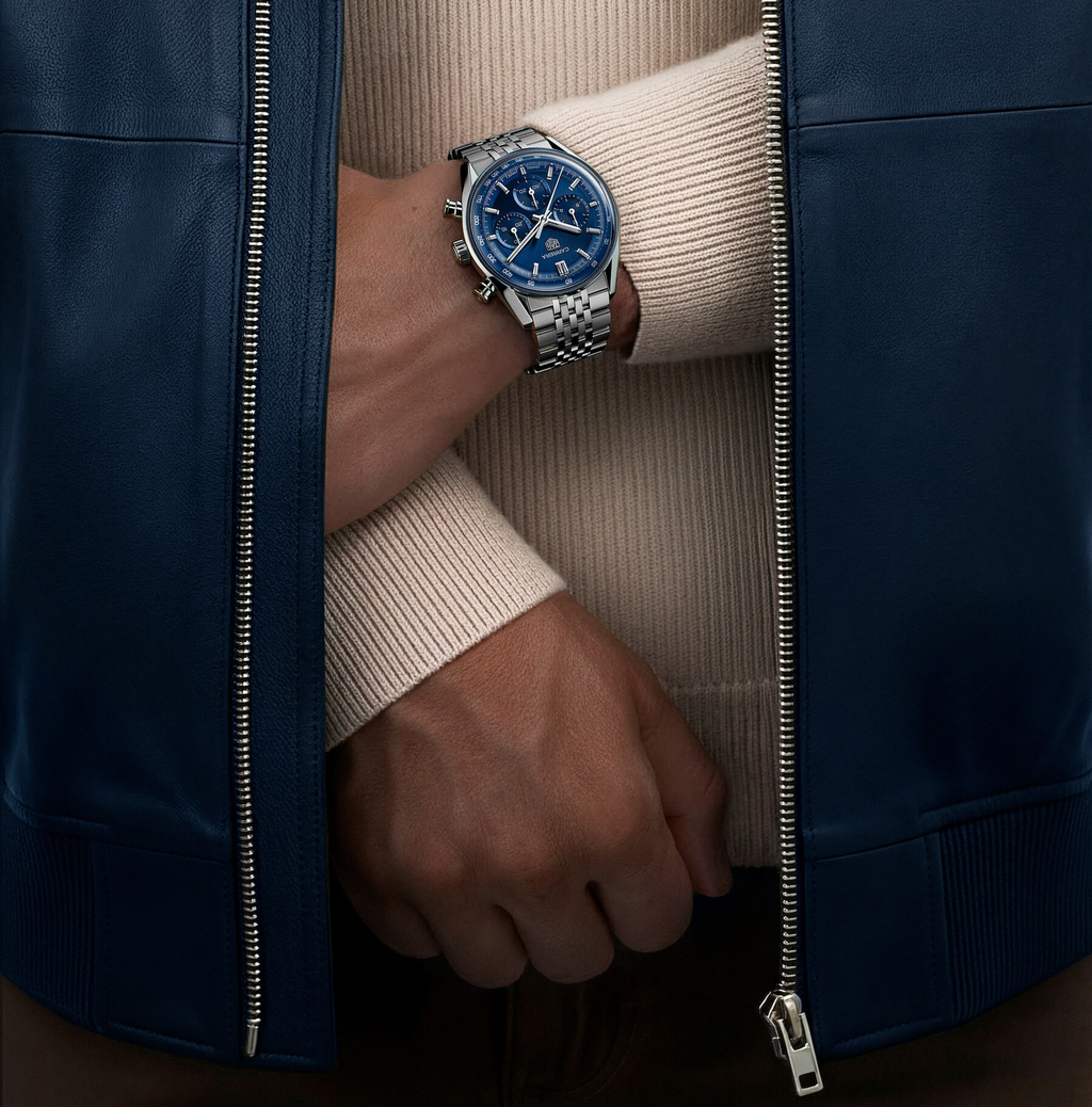 TGHR Carrera Chronograph Watch with Blue Dial