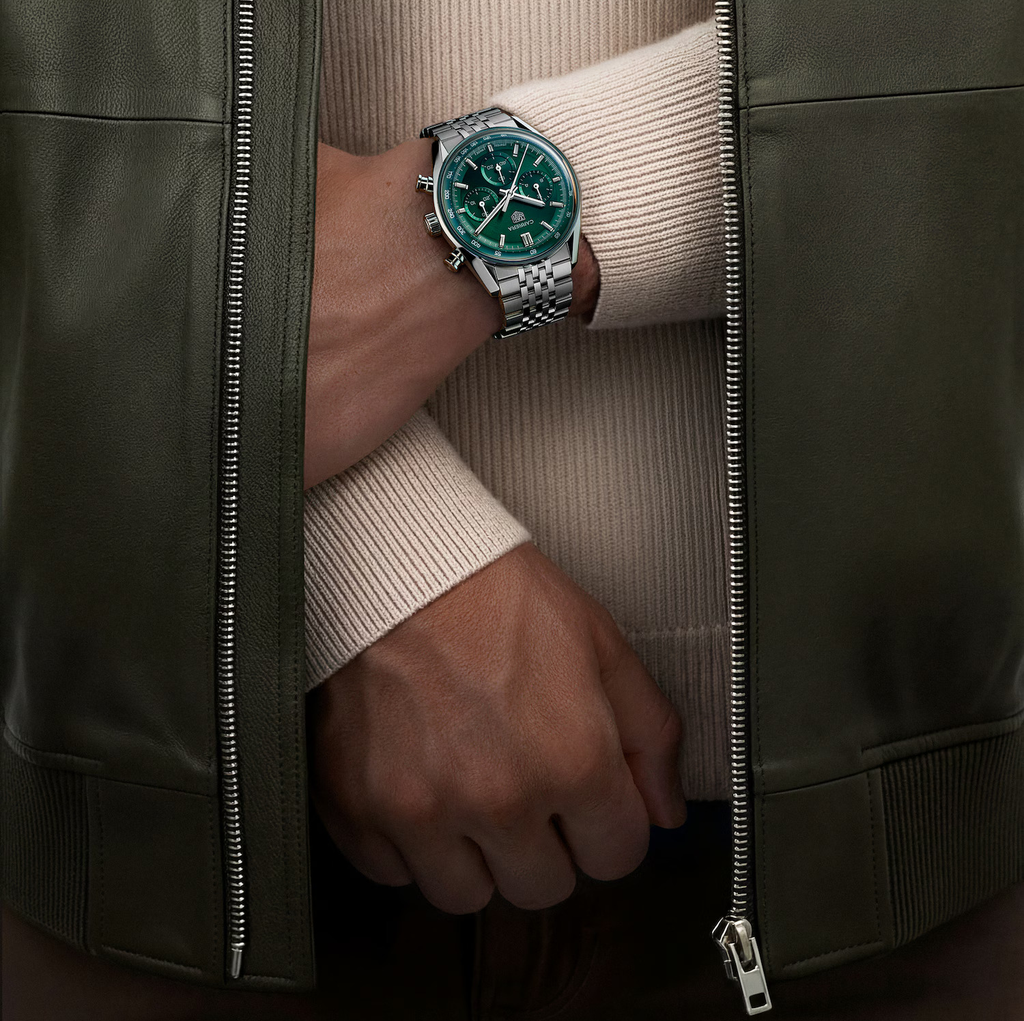 TGHR Carrera Chronograph Watch with Green Dial