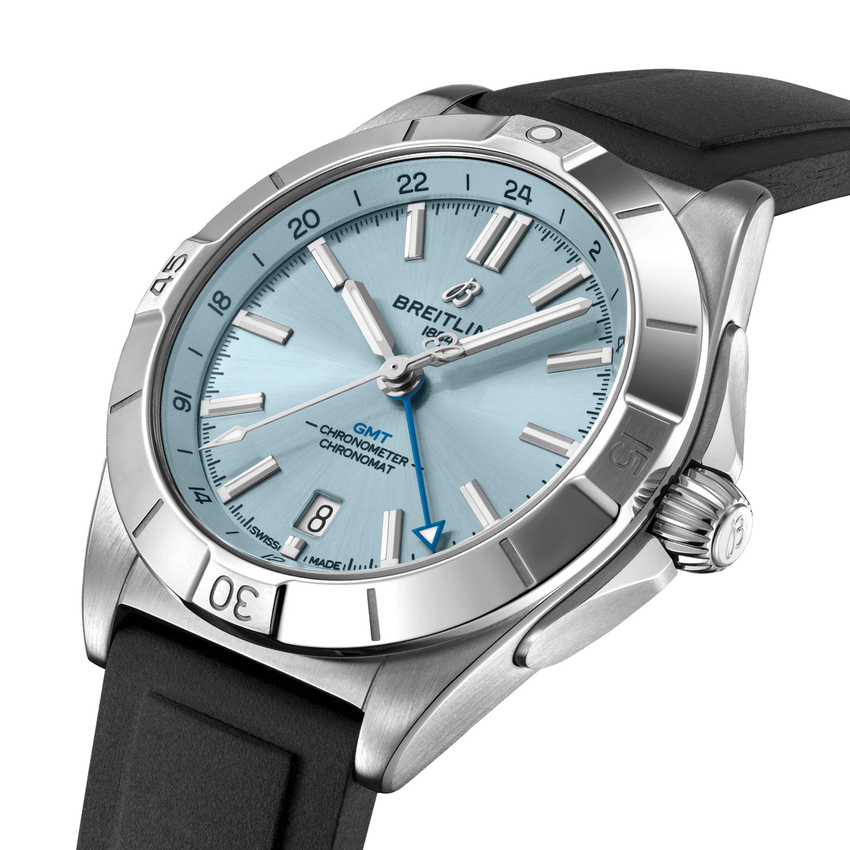 BRT Chronomat Automatic GMT 40 Watch with Ice Blue Dial