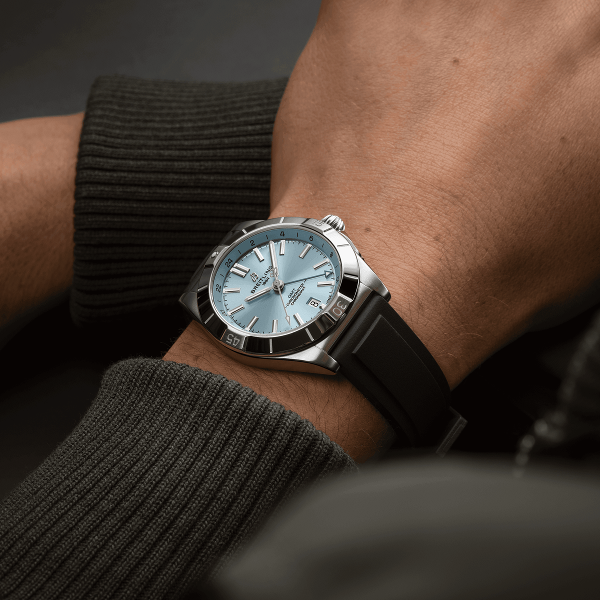 BRT Chronomat Automatic GMT 40 Watch with Ice Blue Dial