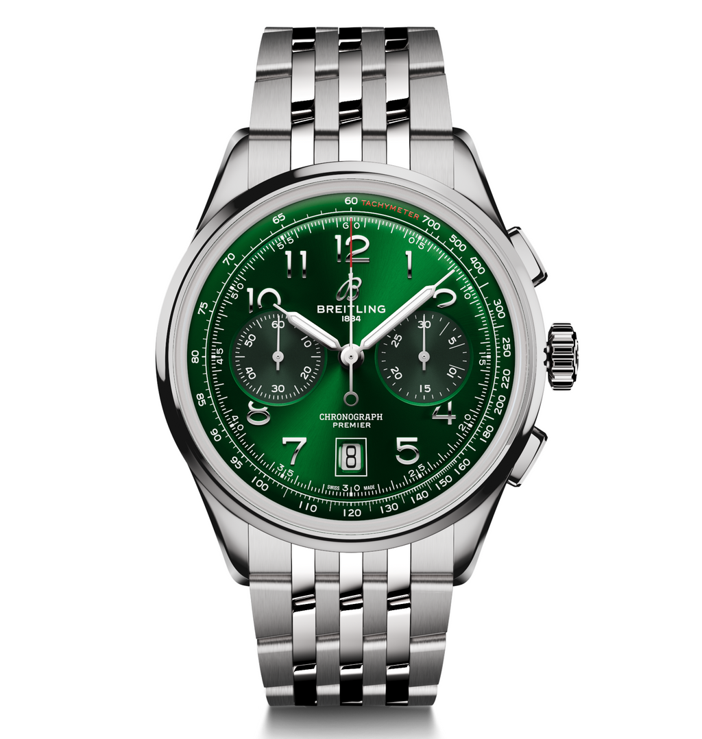 BRT Premier B01 Chronograph 42mm Watch with Green Dial