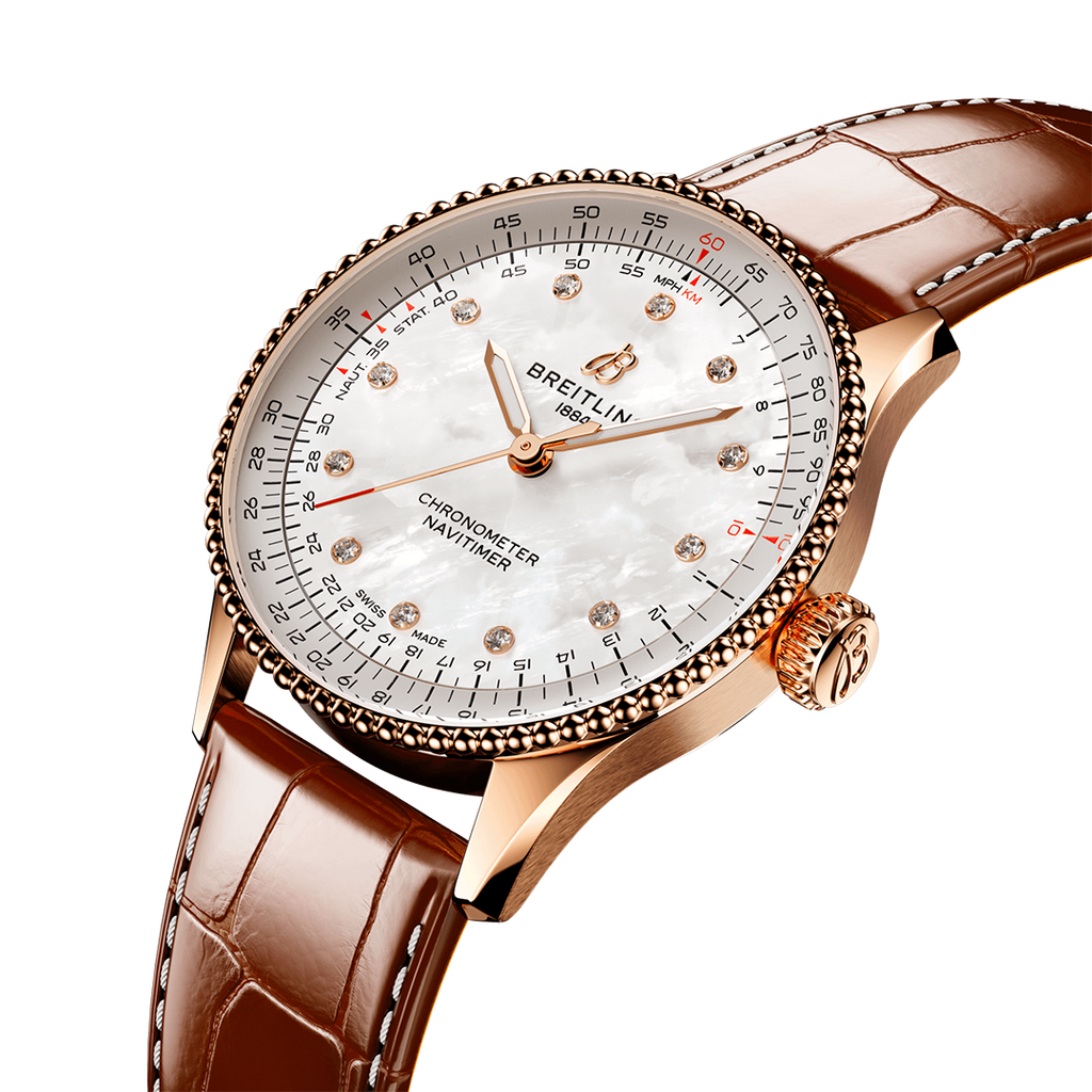 BRT Navitimer Automatic 36 Watch with Brown Leather Strap