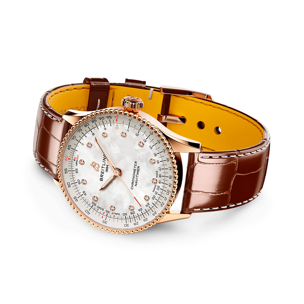 BRT Navitimer Automatic 36 Watch with Brown Leather Strap
