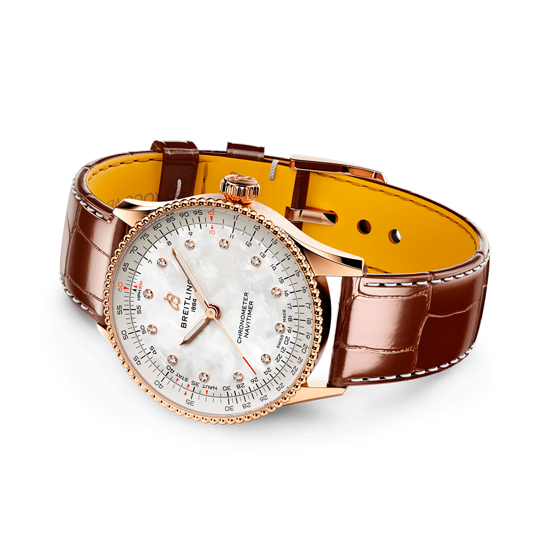 BRT Navitimer Automatic 36 Watch with Brown Leather Strap