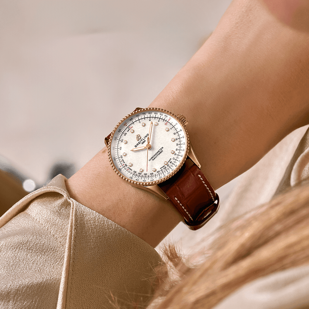 BRT Navitimer Automatic 36 Watch with Brown Leather Strap