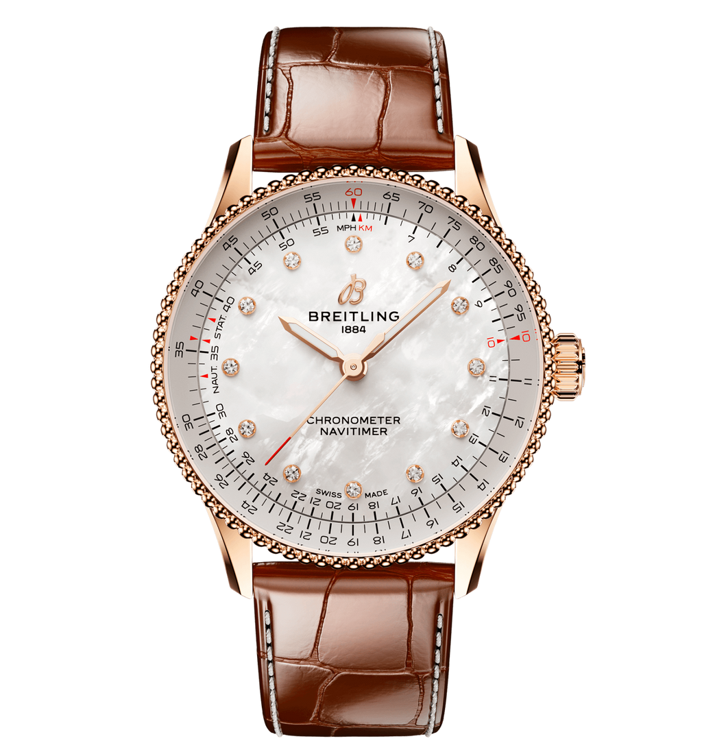 BRT Navitimer Automatic 36 Watch with Brown Leather Strap