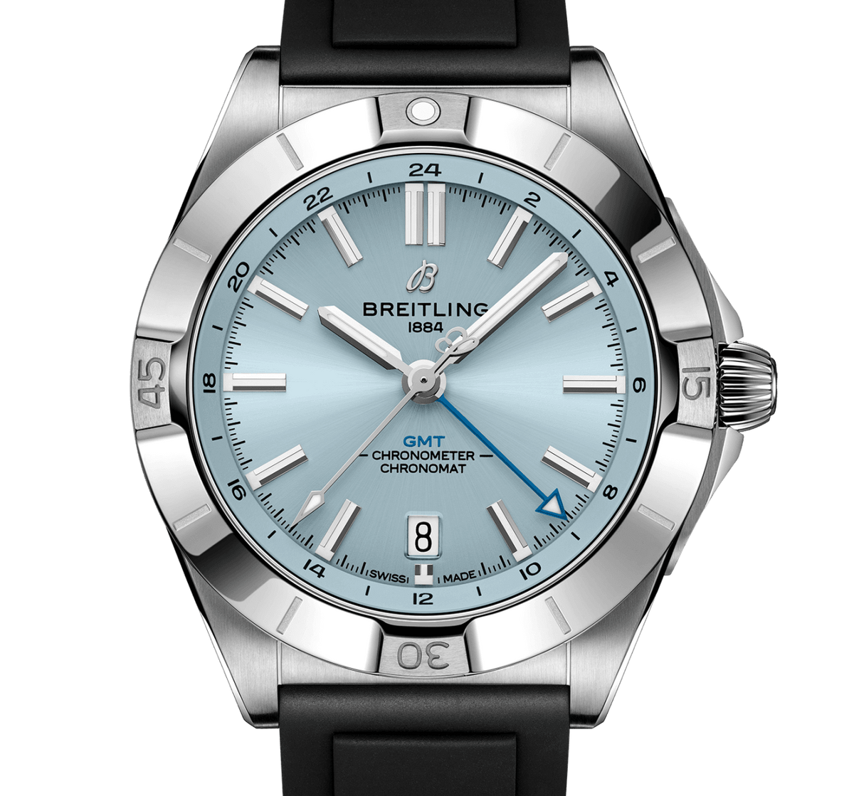 BRT Chronomat Automatic GMT 40 Watch with Ice Blue Dial