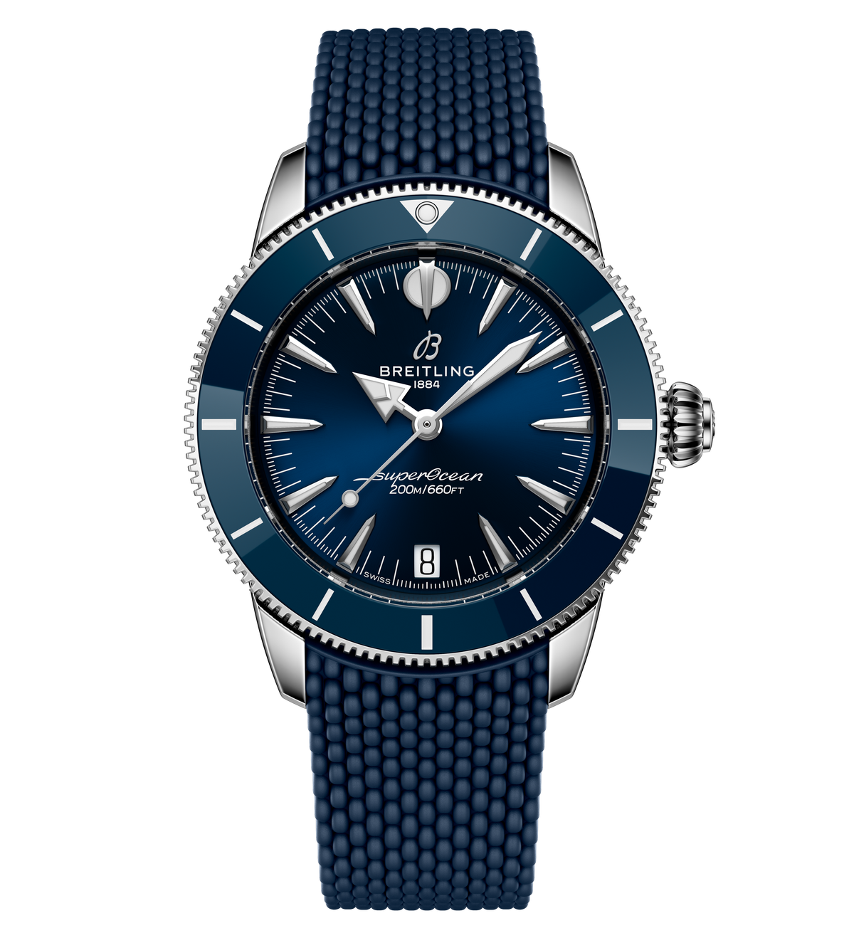 BRT Superocean Heritage Automatic 36 Watch with Blue Mesh Rubber Strap