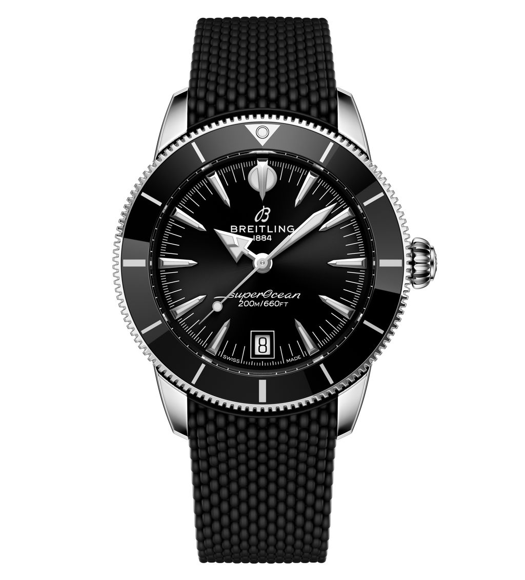 BRT Superocean Heritage B31 Automatic 40 Watch with Black Mesh Rubber Strap