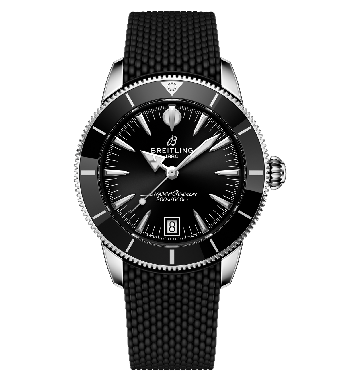 BRT Superocean Heritage B31 Automatic 40 Watch with Black Mesh Rubber Strap