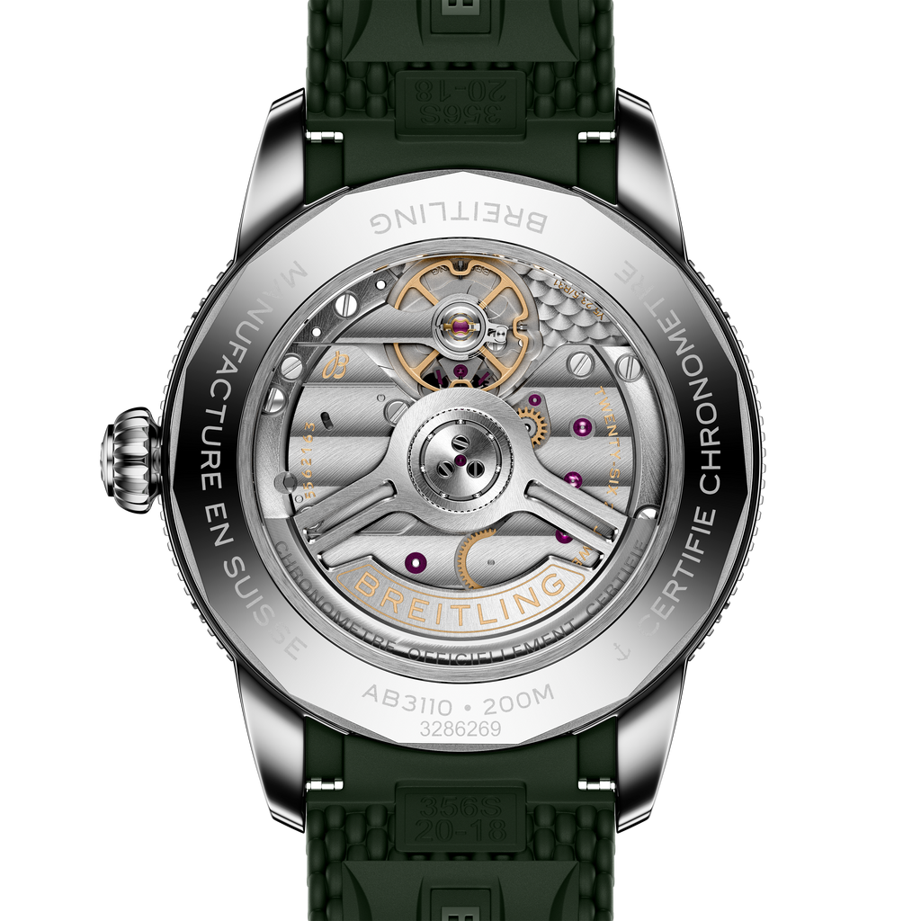 BRT Superocean Heritage B31 Automatic 40 Watch with Green Mesh Rubber Strap