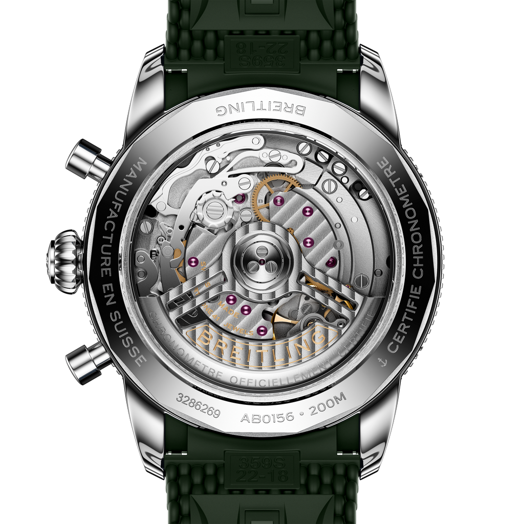 BRT Superocean Heritage B01 Chronograph 42 Watch with Green Mesh Rubber Strap