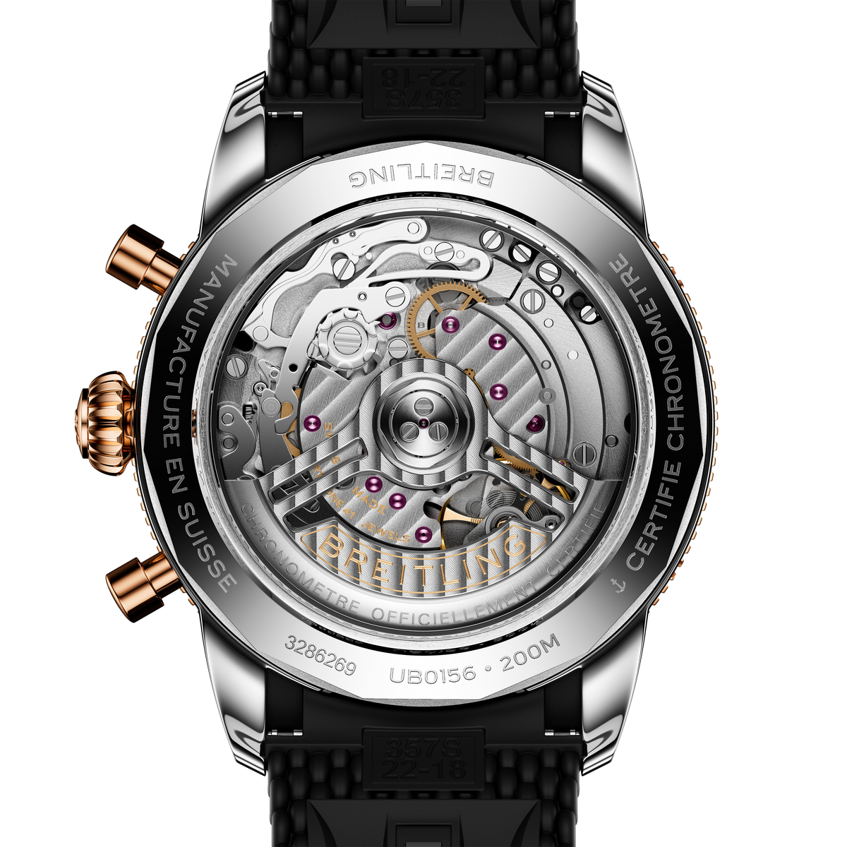 BRT Superocean Heritage B01 Chronograph 42 Watch with Black Mesh Rubber Strap