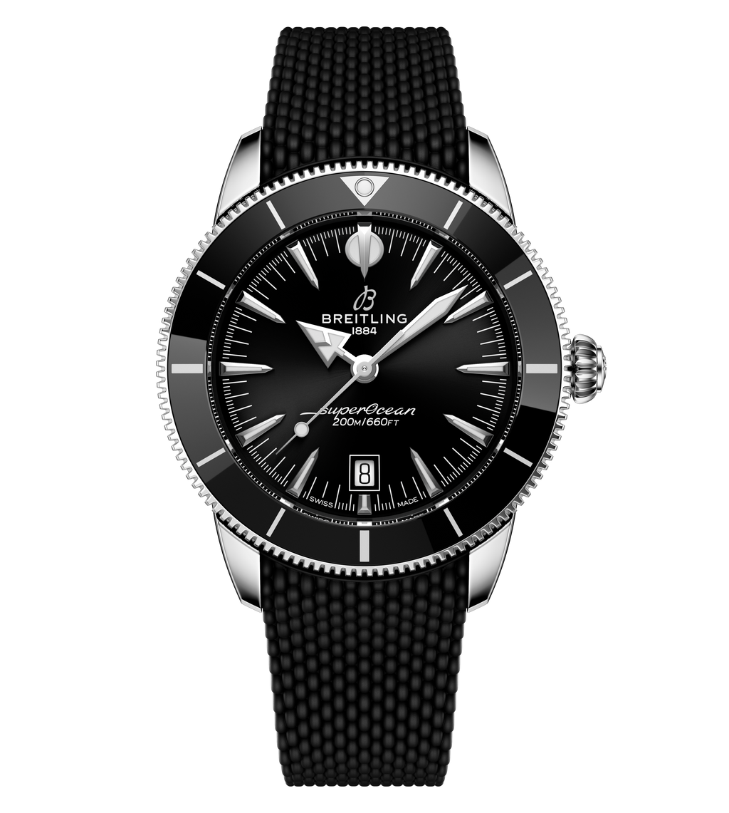 BRT Superocean Heritage B31 Automatic 44 Watch with Black Mesh Rubber Strap