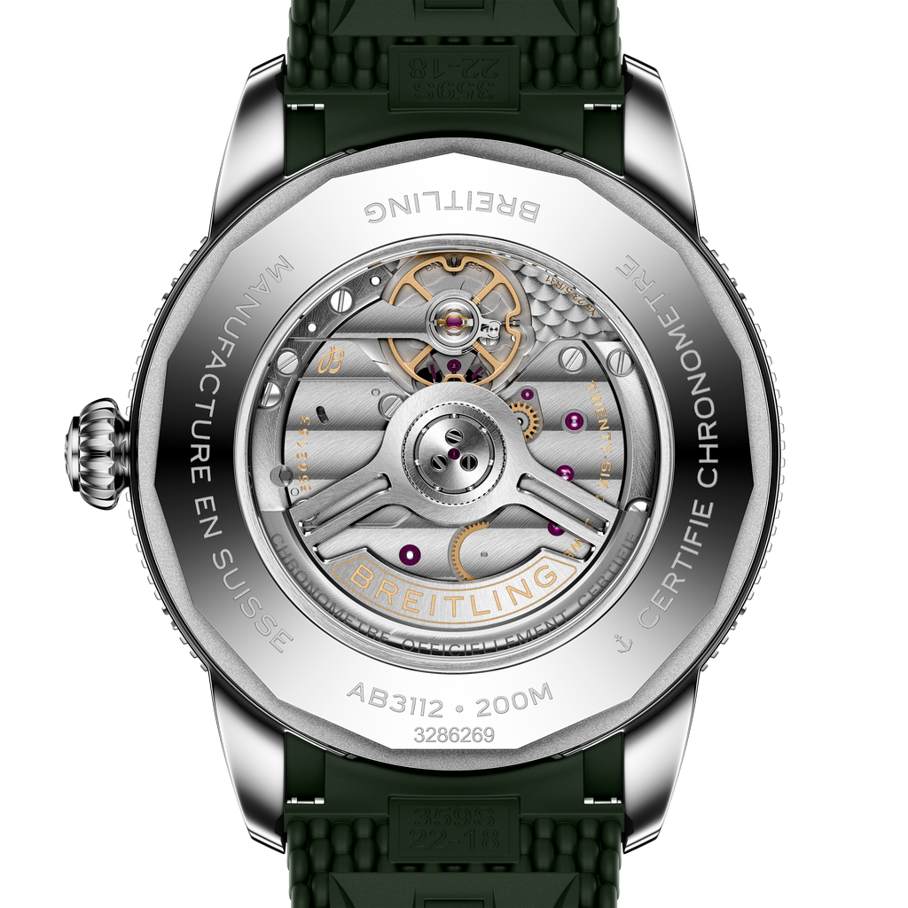 BRT Superocean Heritage B31 Automatic 44 Watch with Green Mesh Rubber Strap
