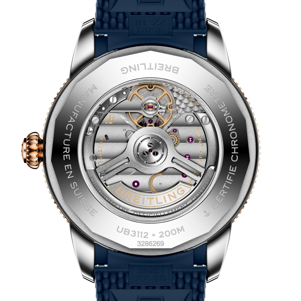 BRT Superocean Heritage B31 Automatic 44 Watch with Blue Mesh Rubber Strap