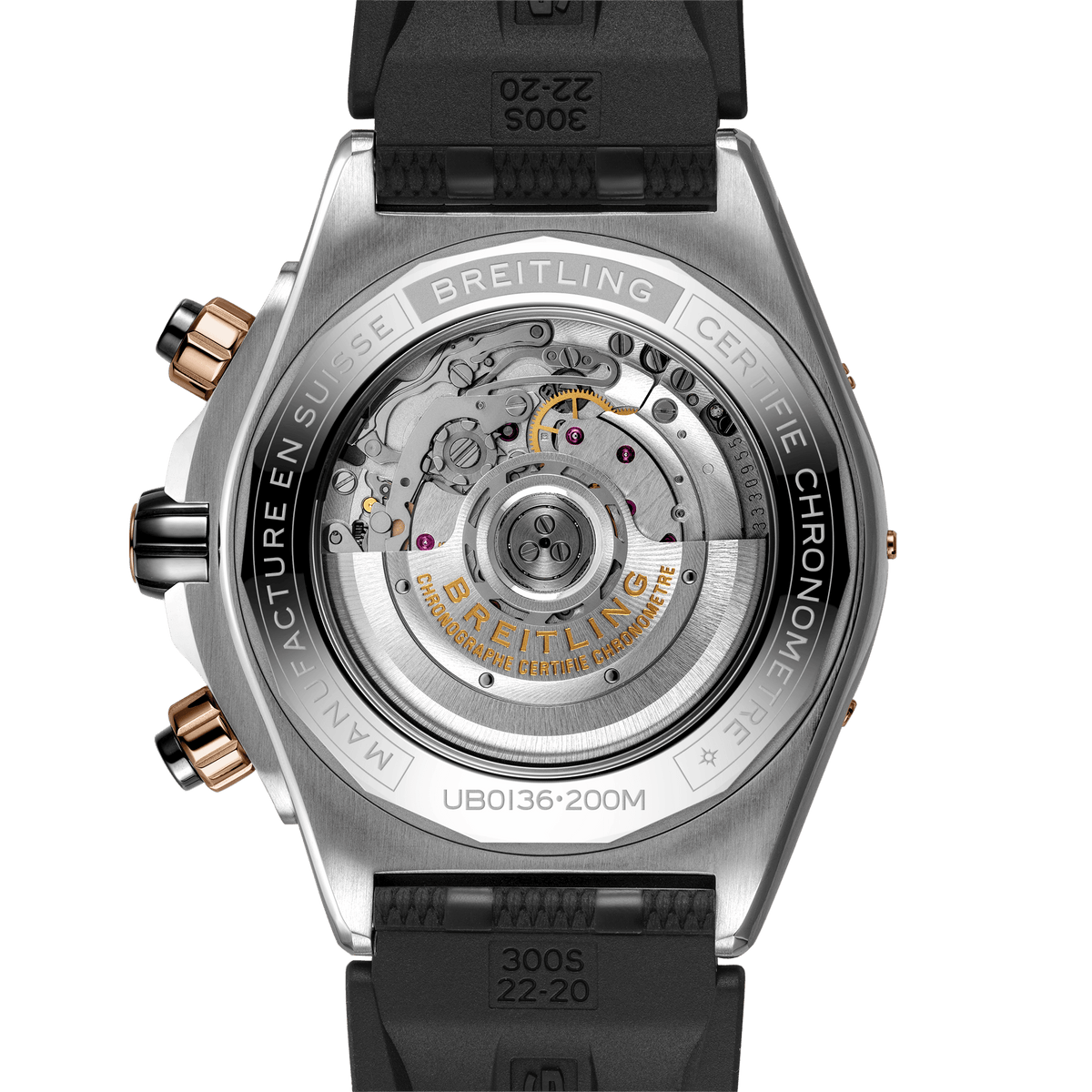 BRT Super Chronomat B01 44 Watch with Rouleaux Rubber Strap