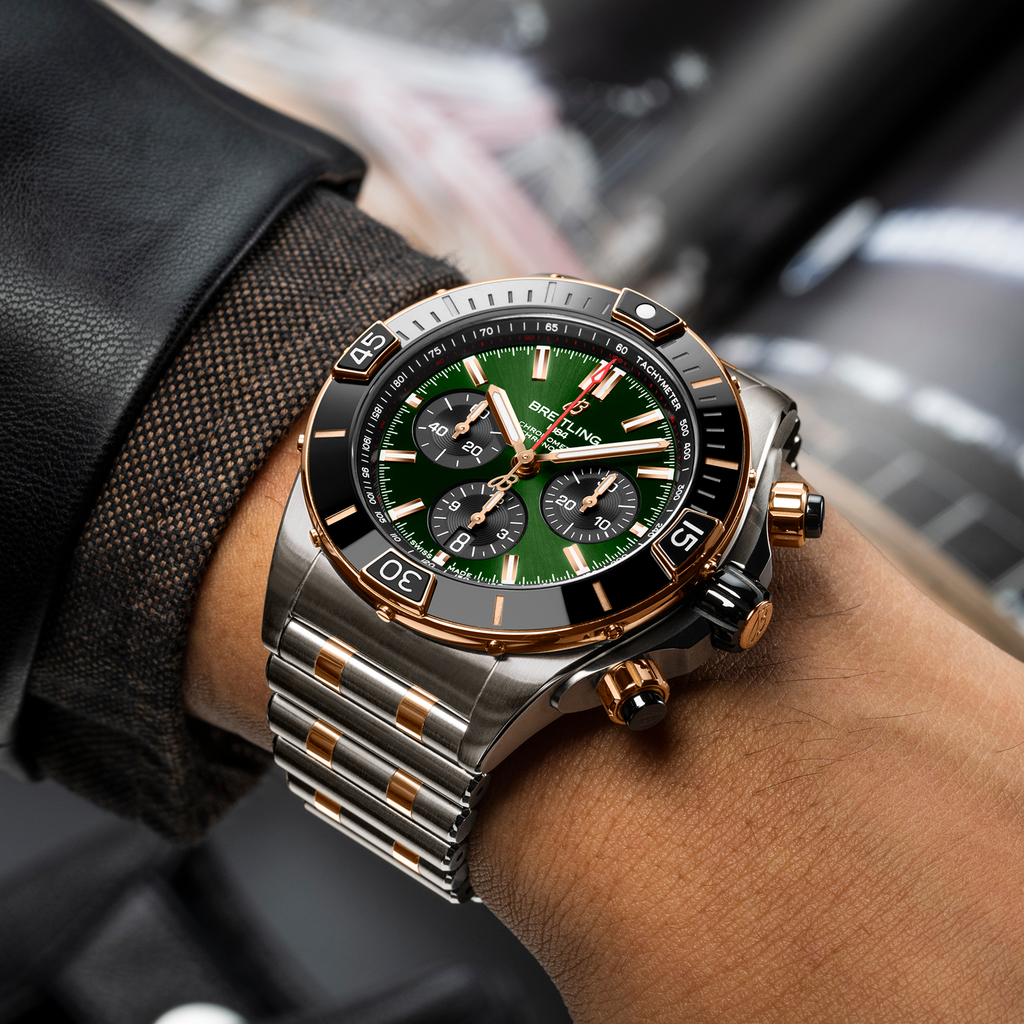 BRT Super Chronomat B01 44 Watch with Green Dial