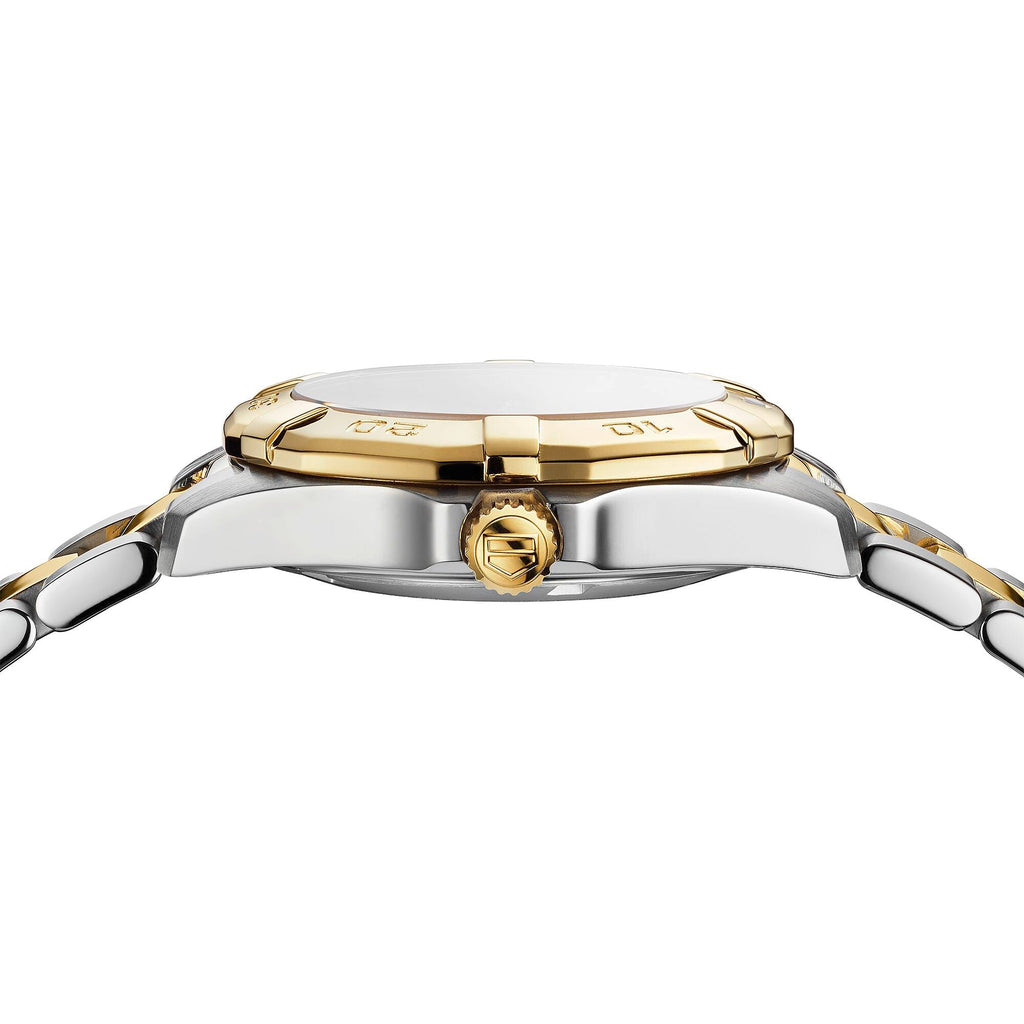 TGHR Aquaracer Ladies' Quartz Movement Mother-of-Pearl Dial and Yellow Gold Bezel Watch