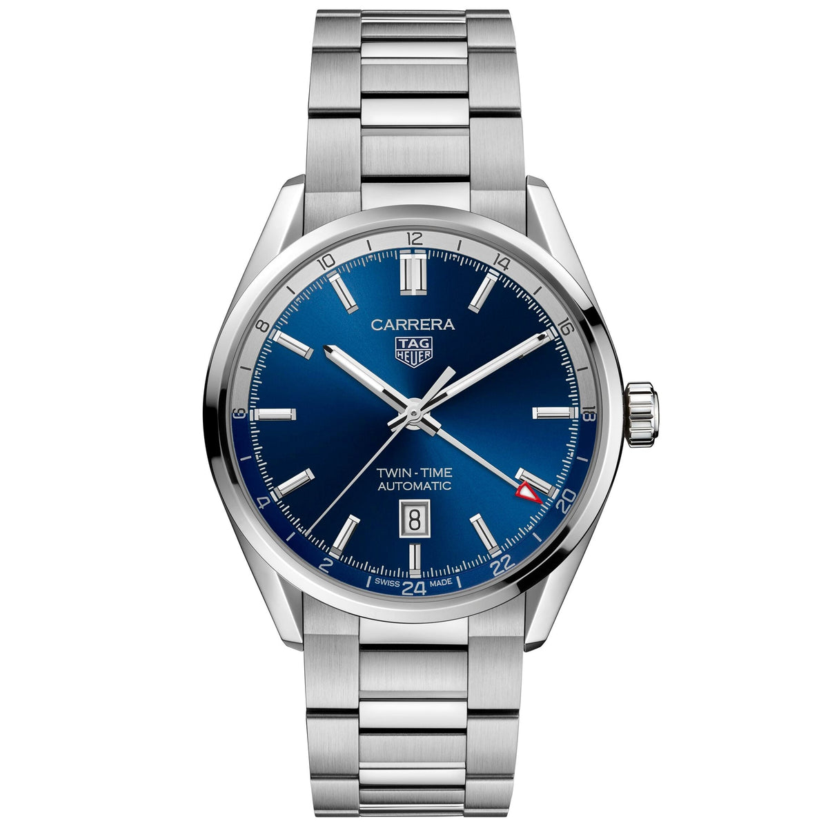 TGHR Carrera Calibre 7 Twin Time Automatic Men's Blue Dial Watch, 41mm