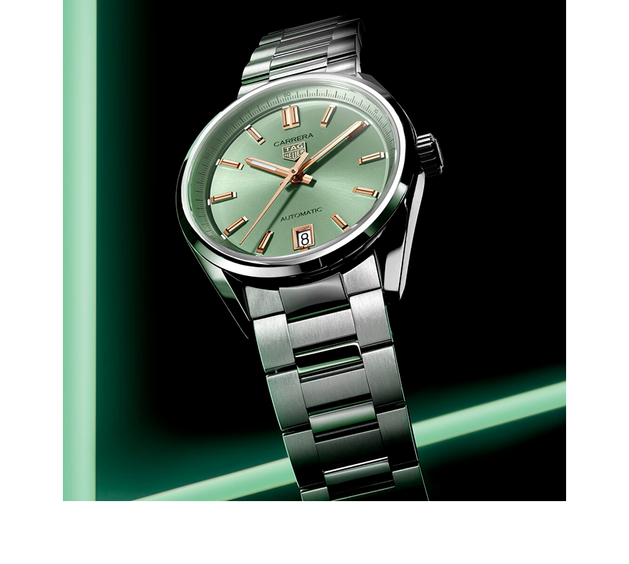 TGHR Carrera Date Watch with Green Dial