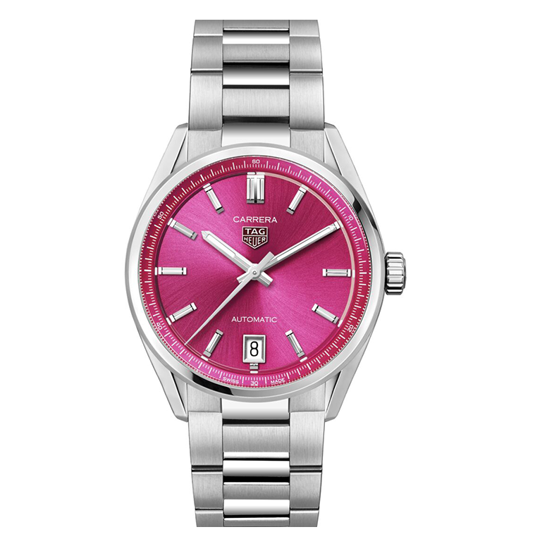 TGHR Carrera Date Watch with Pink Dial