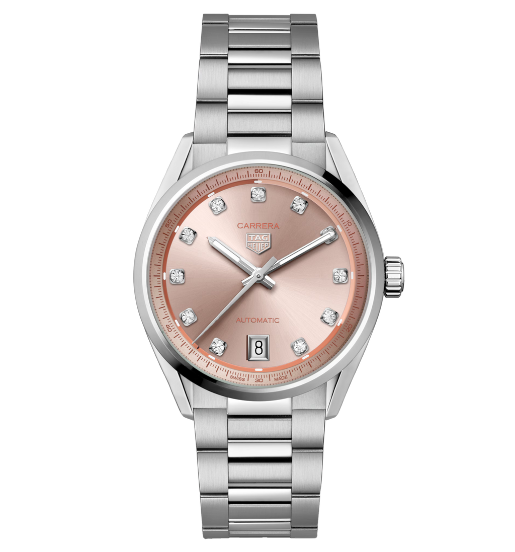 TGHR Carrera Date Watch with Peach Dial