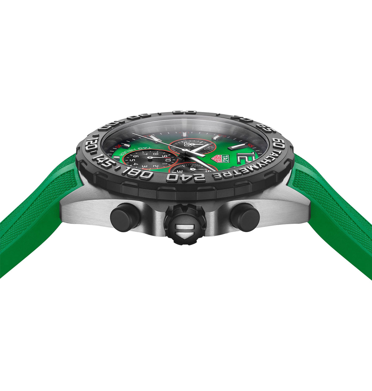 TGHR Formula 1 Men's Quartz Chronograph Green Dial and Rubber Strap Watch