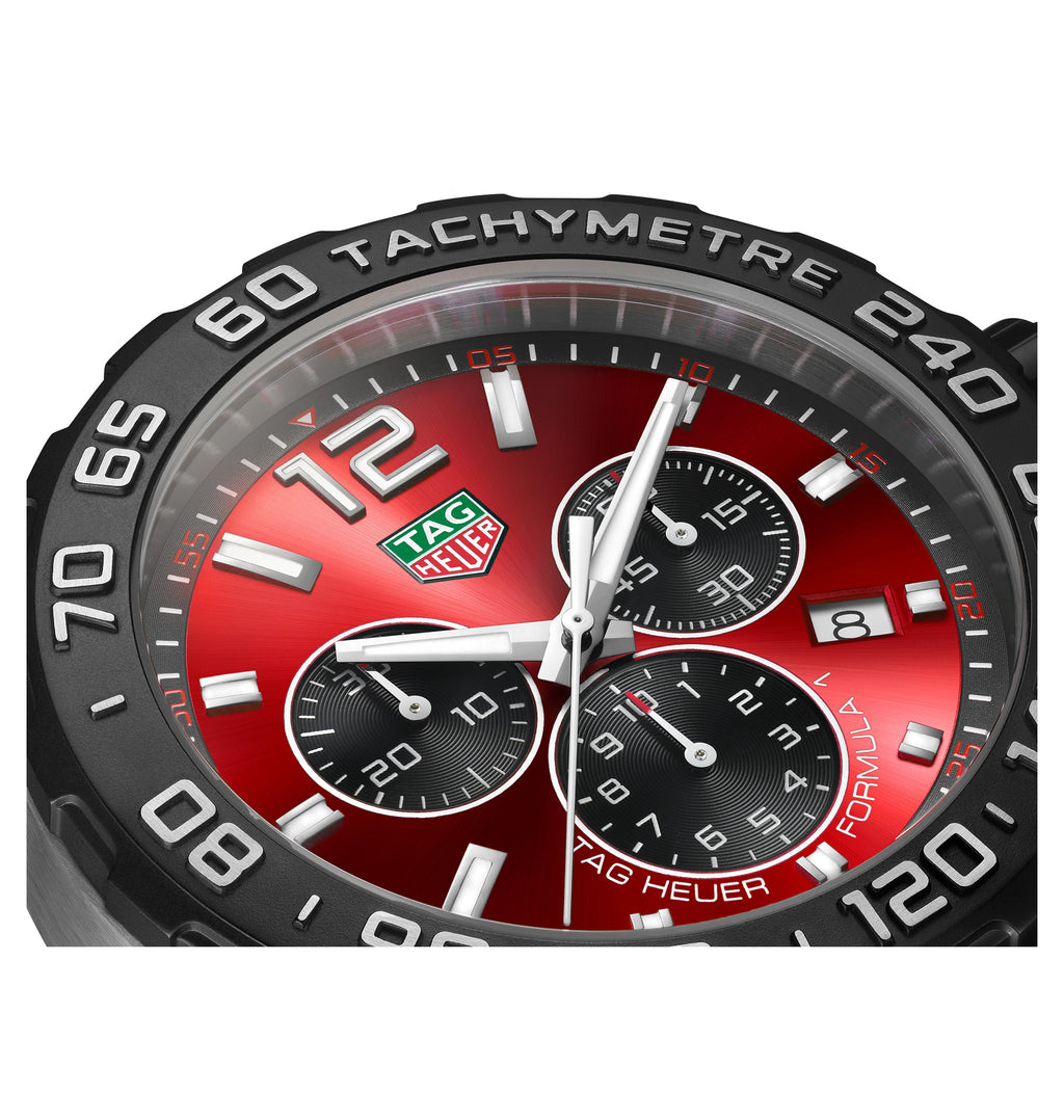 TGHR Formula 1 Men's Quartz Chronograph Red Dial and Rubber Strap Watch
