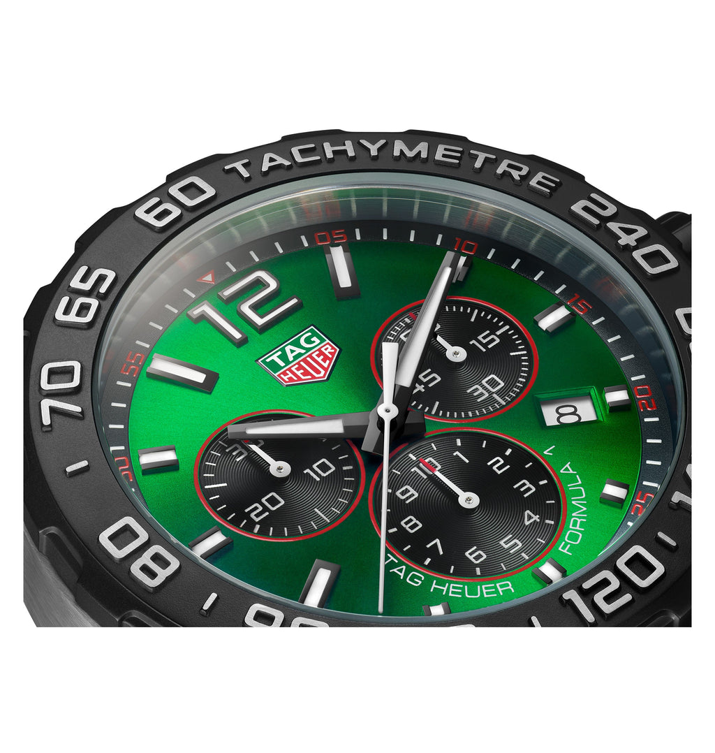 TGHR Formula 1 Men's Quartz Chronograph Green Dial and Rubber Strap Watch