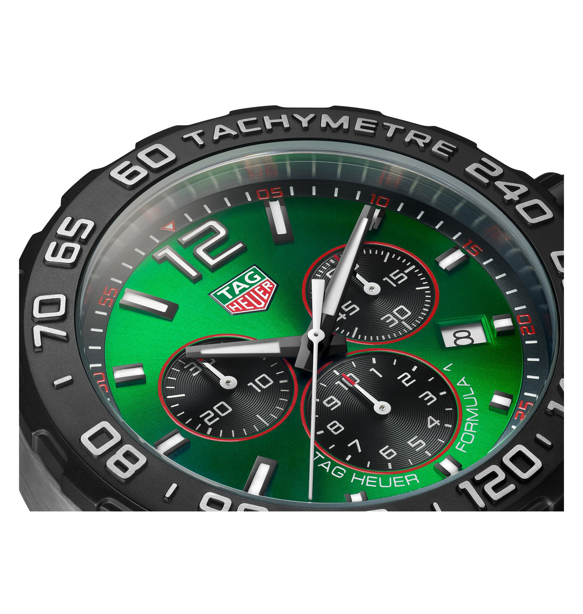 TGHR Formula 1 Men's Quartz Chronograph Green Dial and Rubber Strap Watch