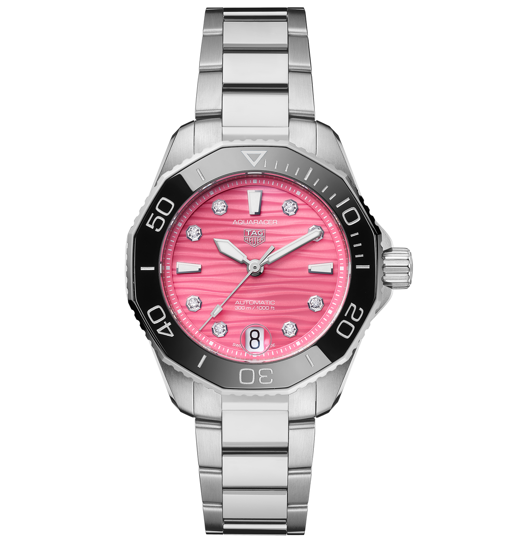TGHR Aquaracer Professional 300 Watch with a Pink Dial