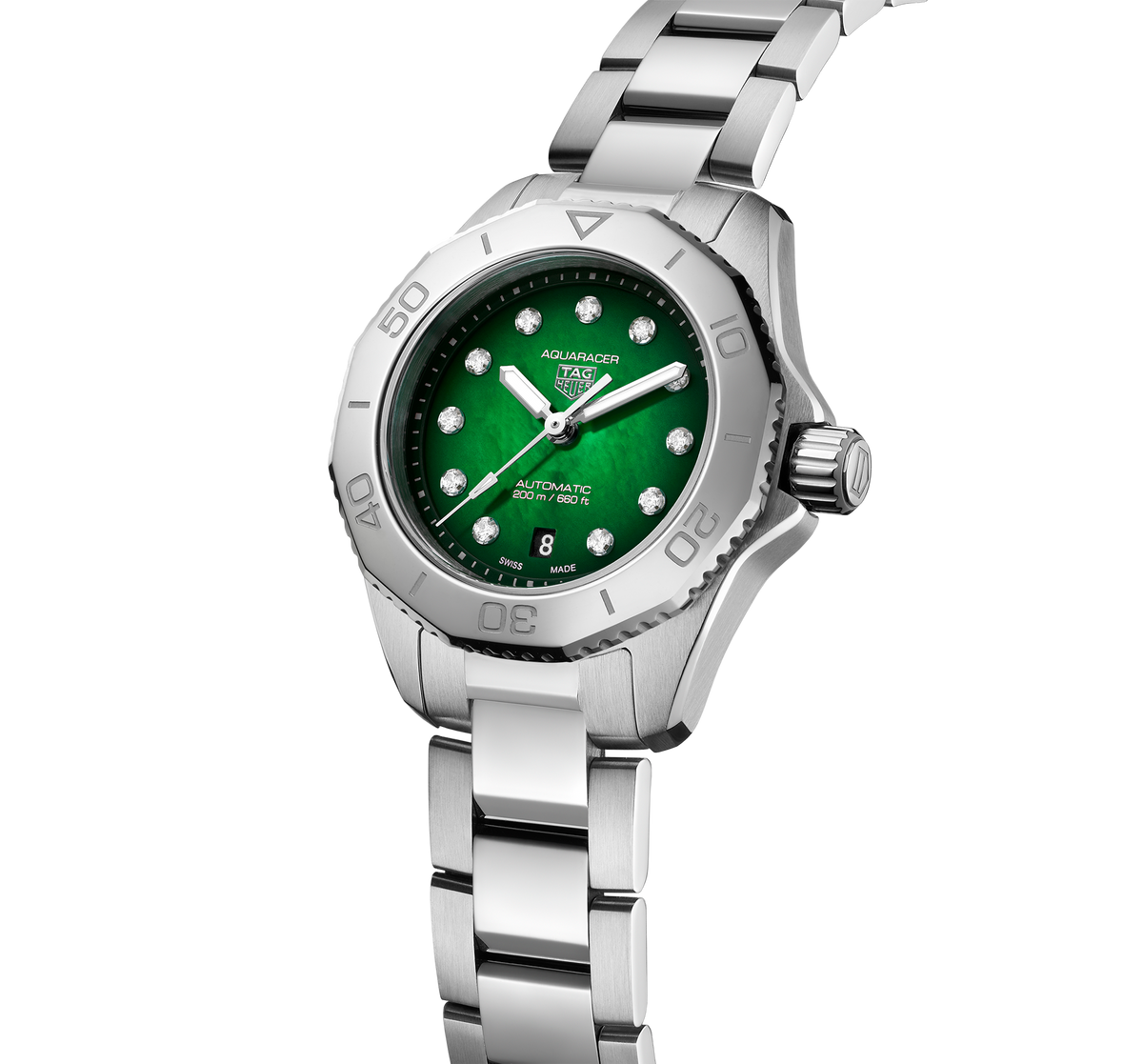 TGHR Aquaracer Professional 200 Watch with Green Mother of Pearl Dial