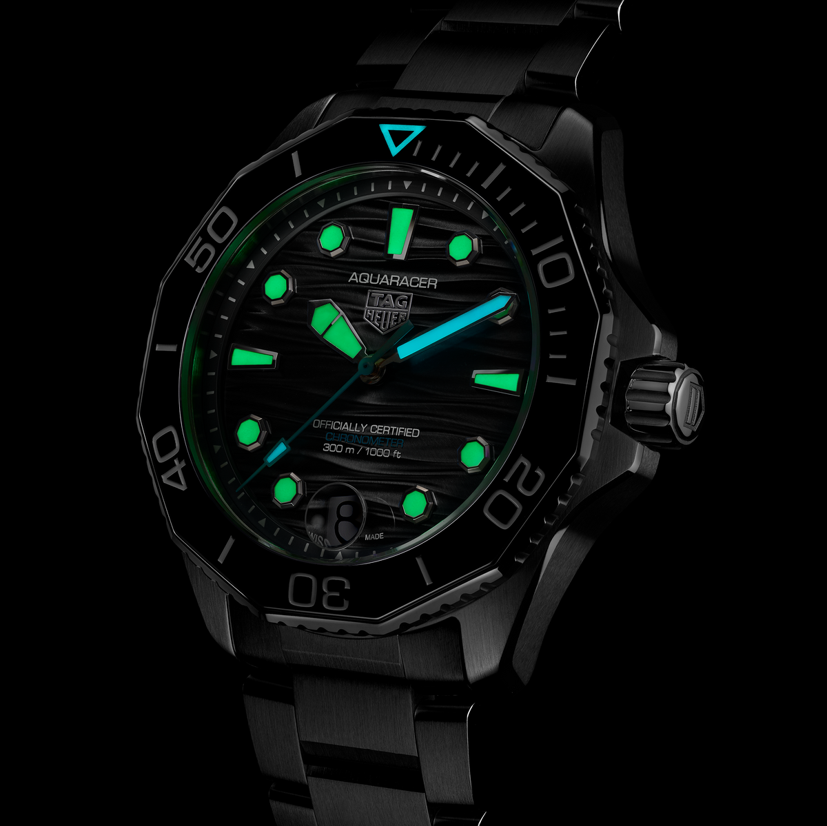 TGHR Aquaracer Professional 300 Date Watch with Black Dial