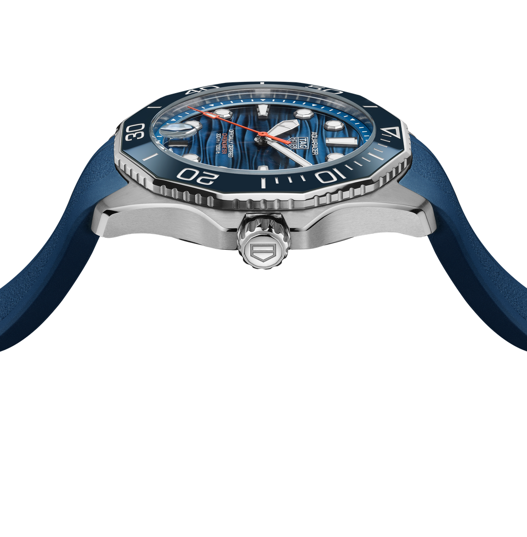 TGHR Aquaracer Professional 300 Date Watch with Blue Rubber Strap