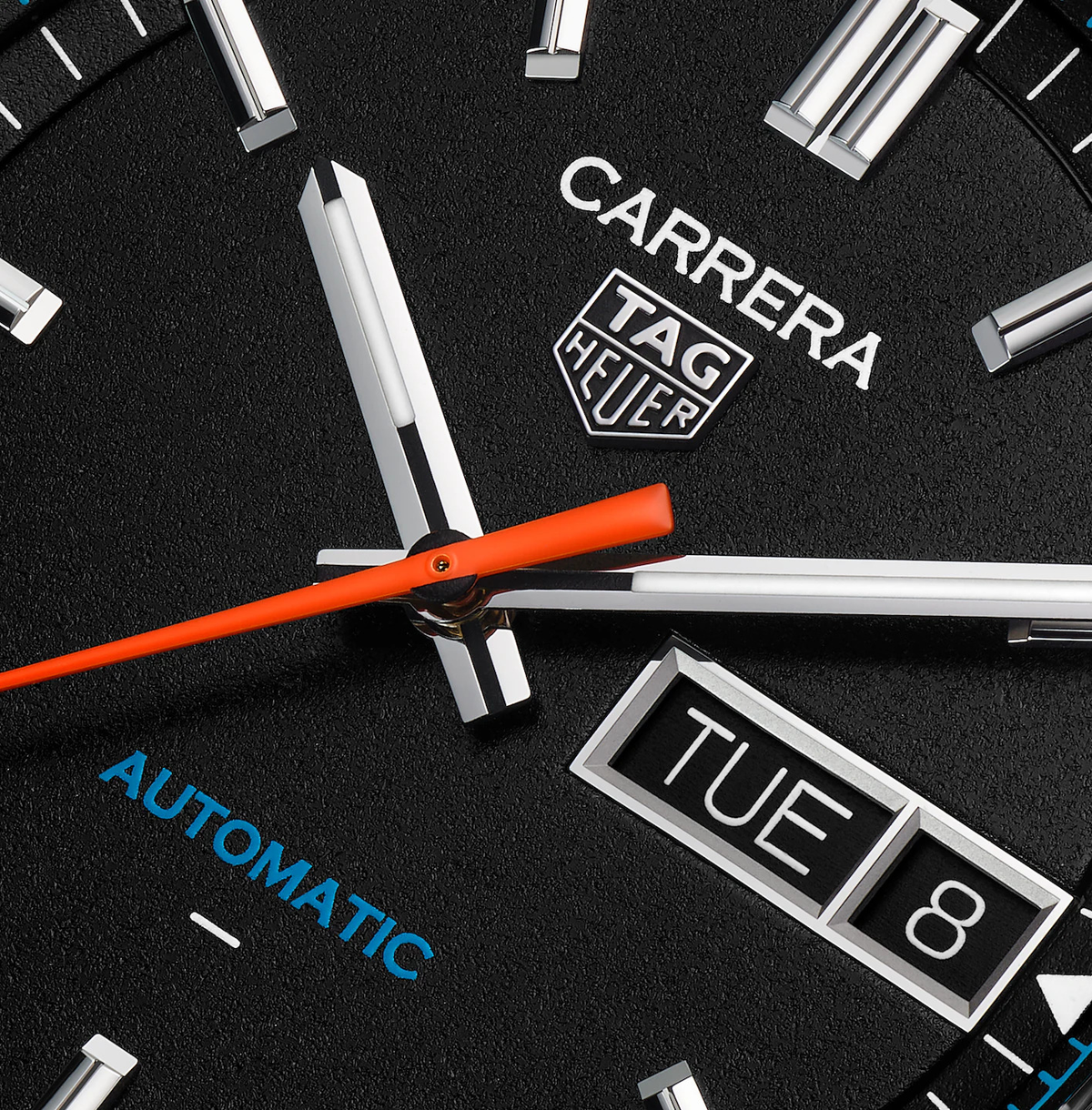 TGHR Carrera Day-Date Watch with Black Leather Strap