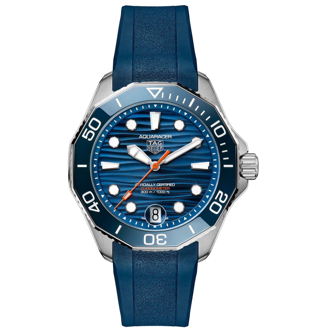 TGHR Aquaracer Professional 300 Date Watch with Blue Rubber Strap