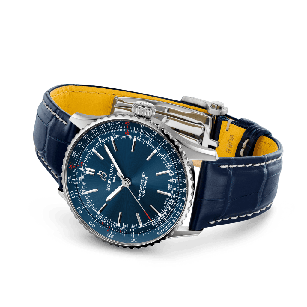 BRT Navitimer Automatic 41 Watch with Navy Leather Strap