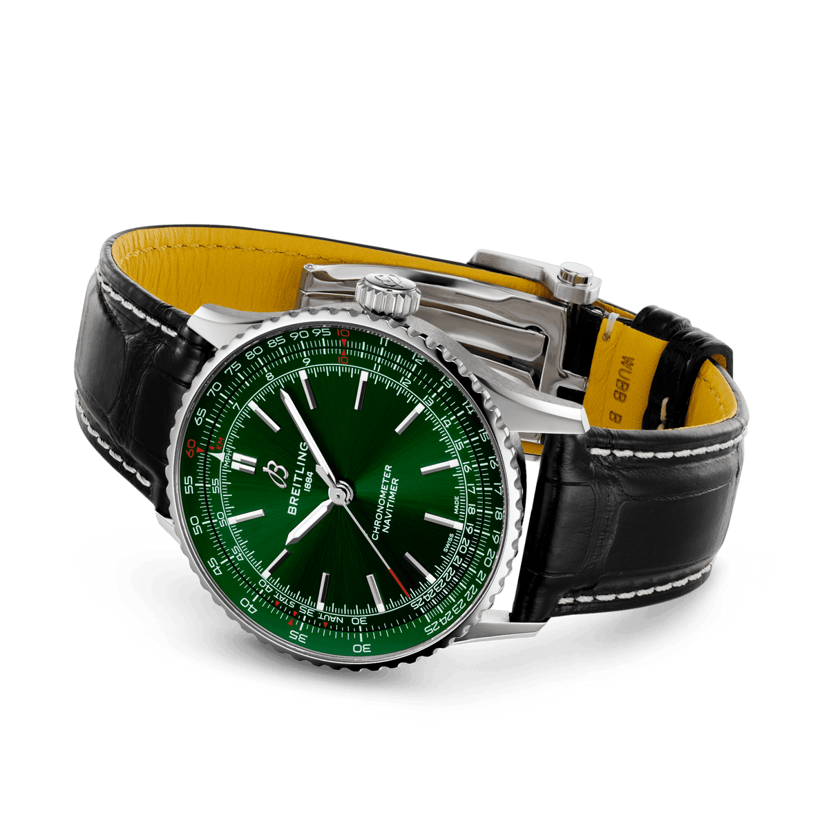 BRT Navitimer Automatic 41 Watch with Black Leather Strap