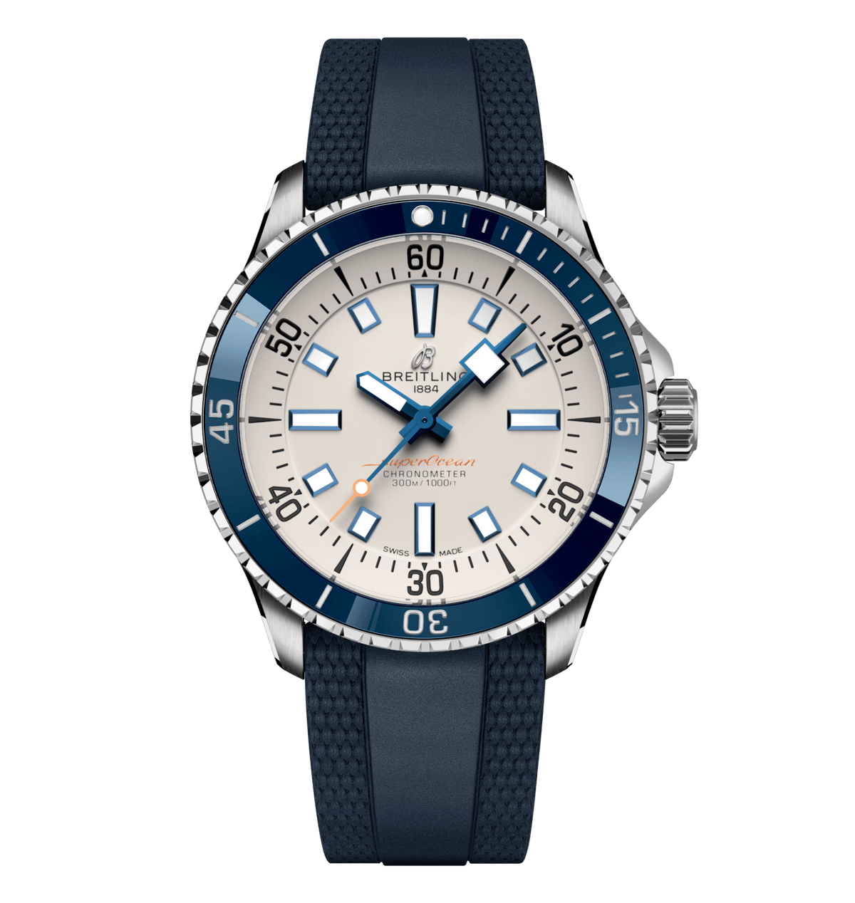 BRT Superocean Silver on Rubber Watch, 42mm