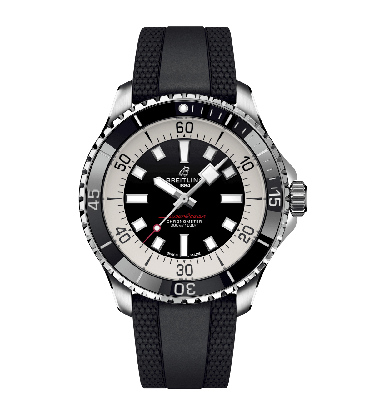 BRT Superocean Black on Rubber Watch, 44mm