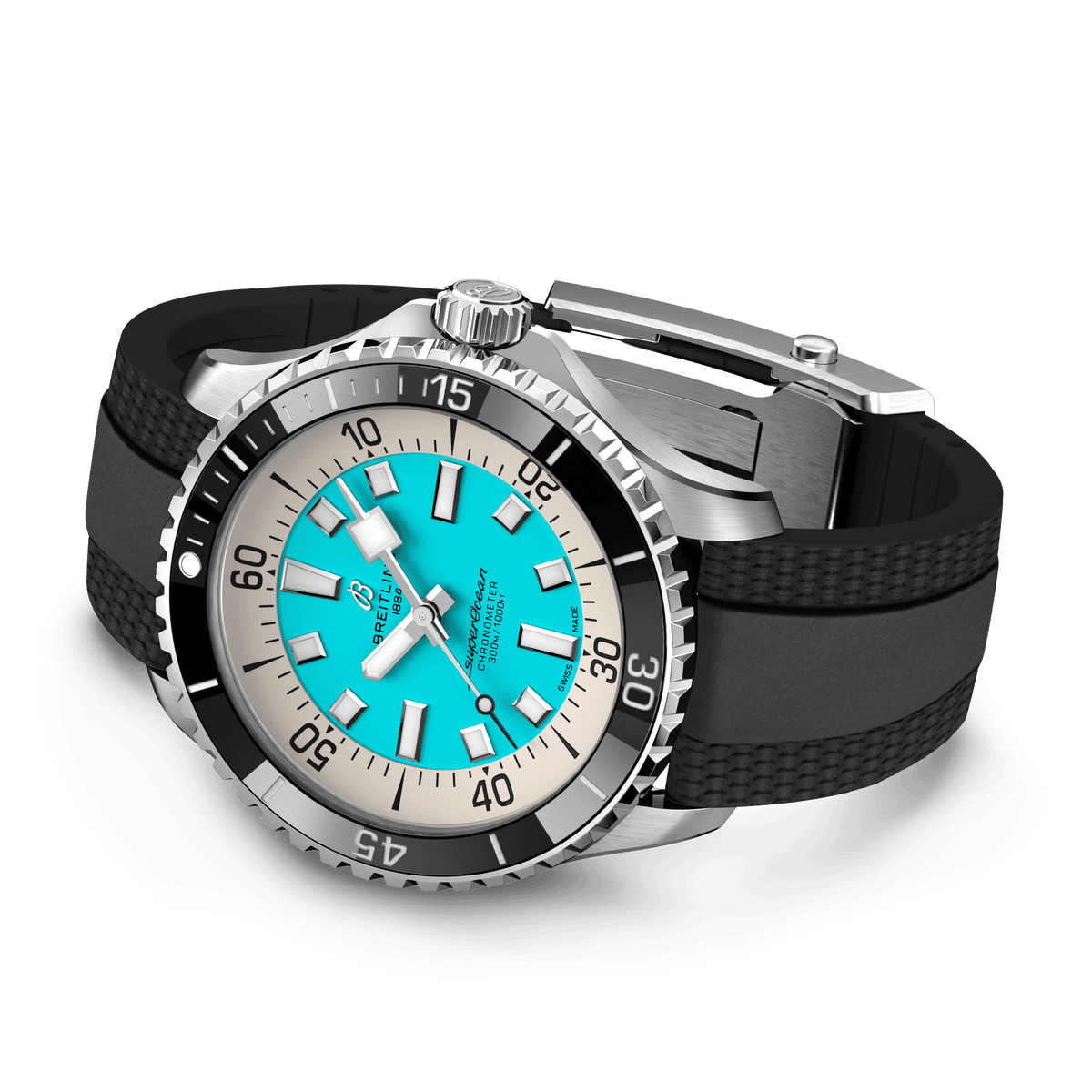 BRT Superocean Turquoise on Rubber Watch, 44mm