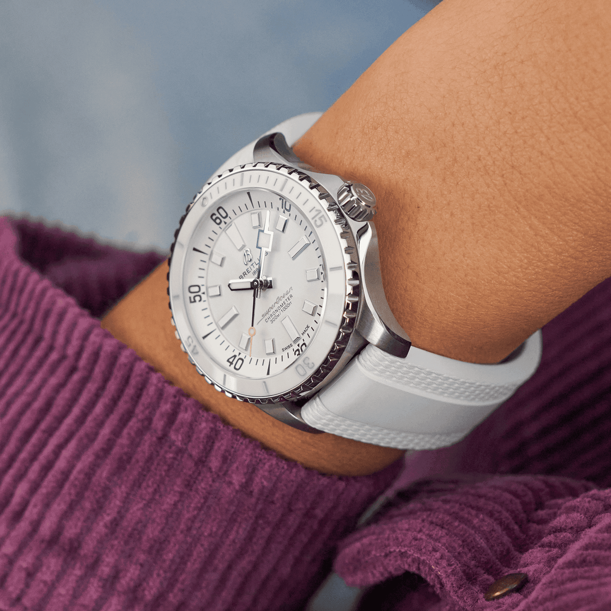 BRT Superocean White on Rubber Watch, 36mm