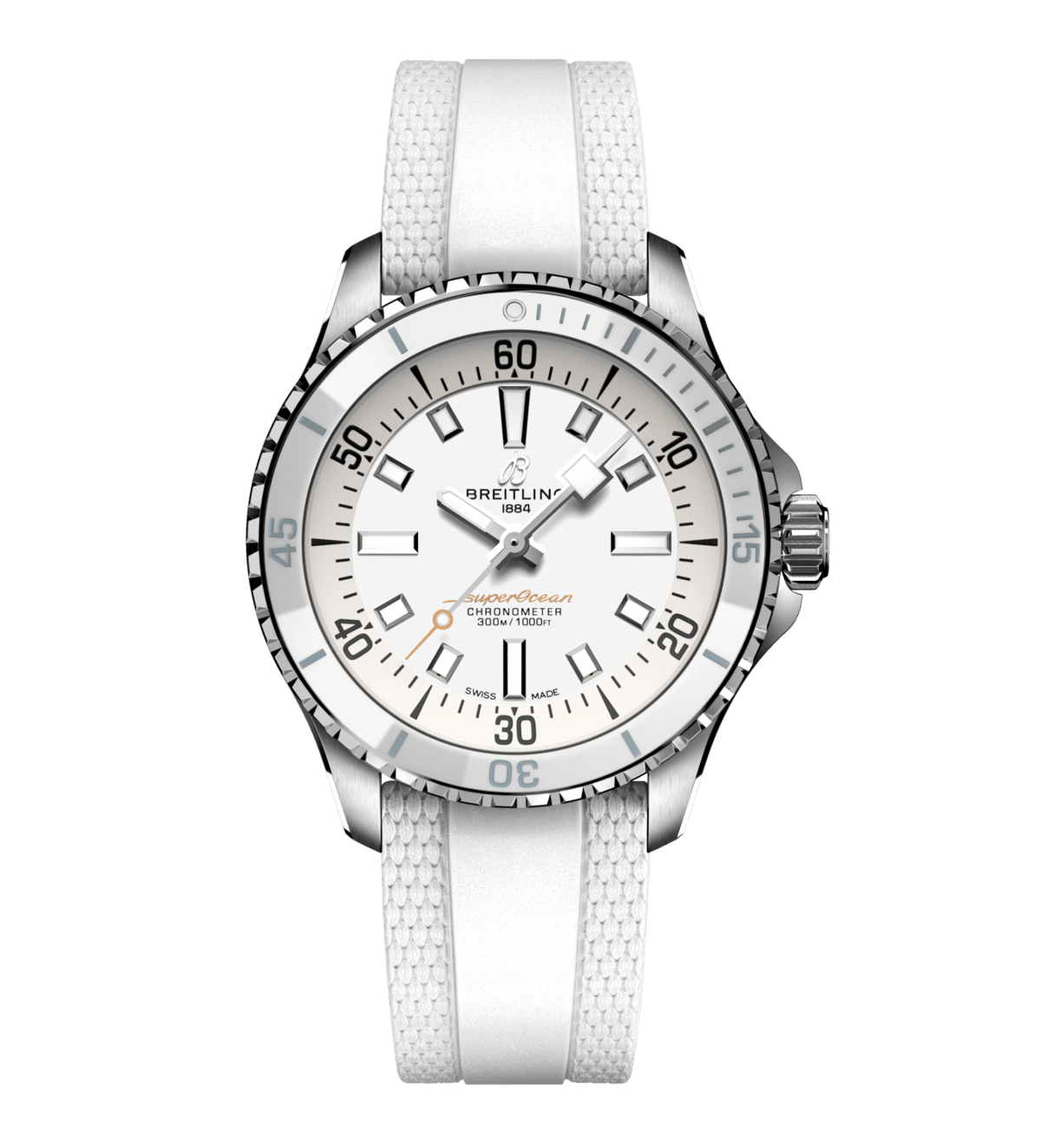 BRT Superocean White on Rubber Watch, 36mm