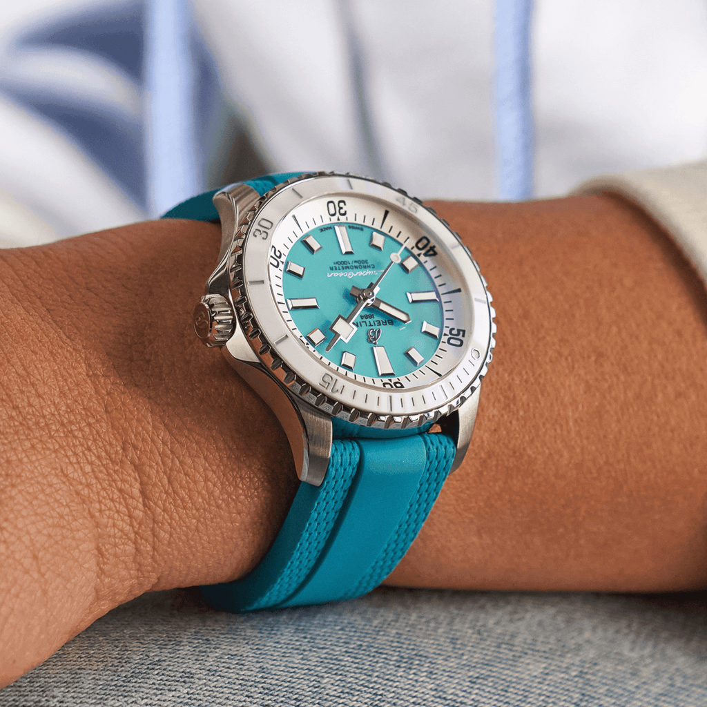 BRT Superocean Turquoise on Rubber Watch, 36mm