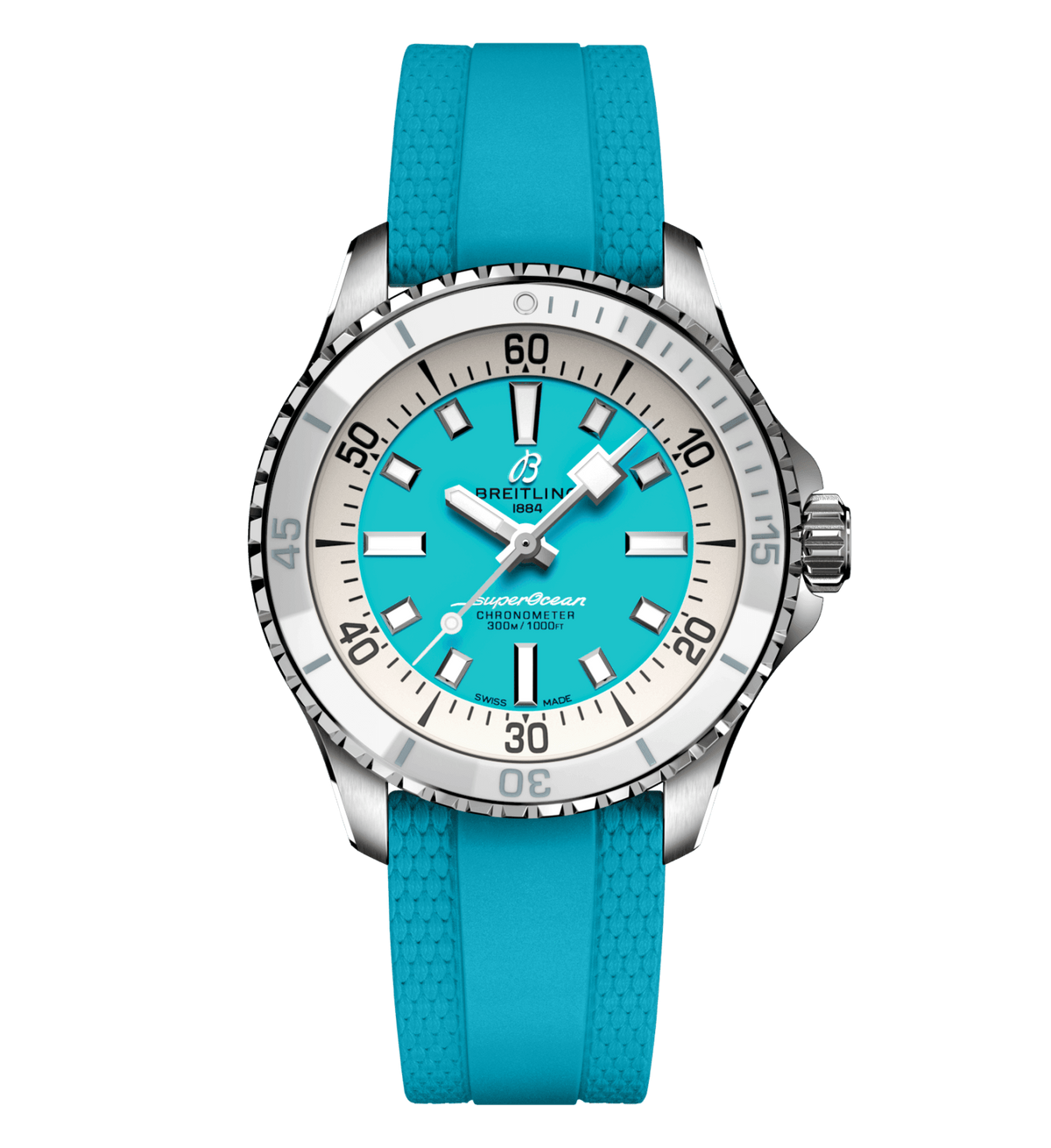 BRT Superocean Turquoise on Rubber Watch, 36mm