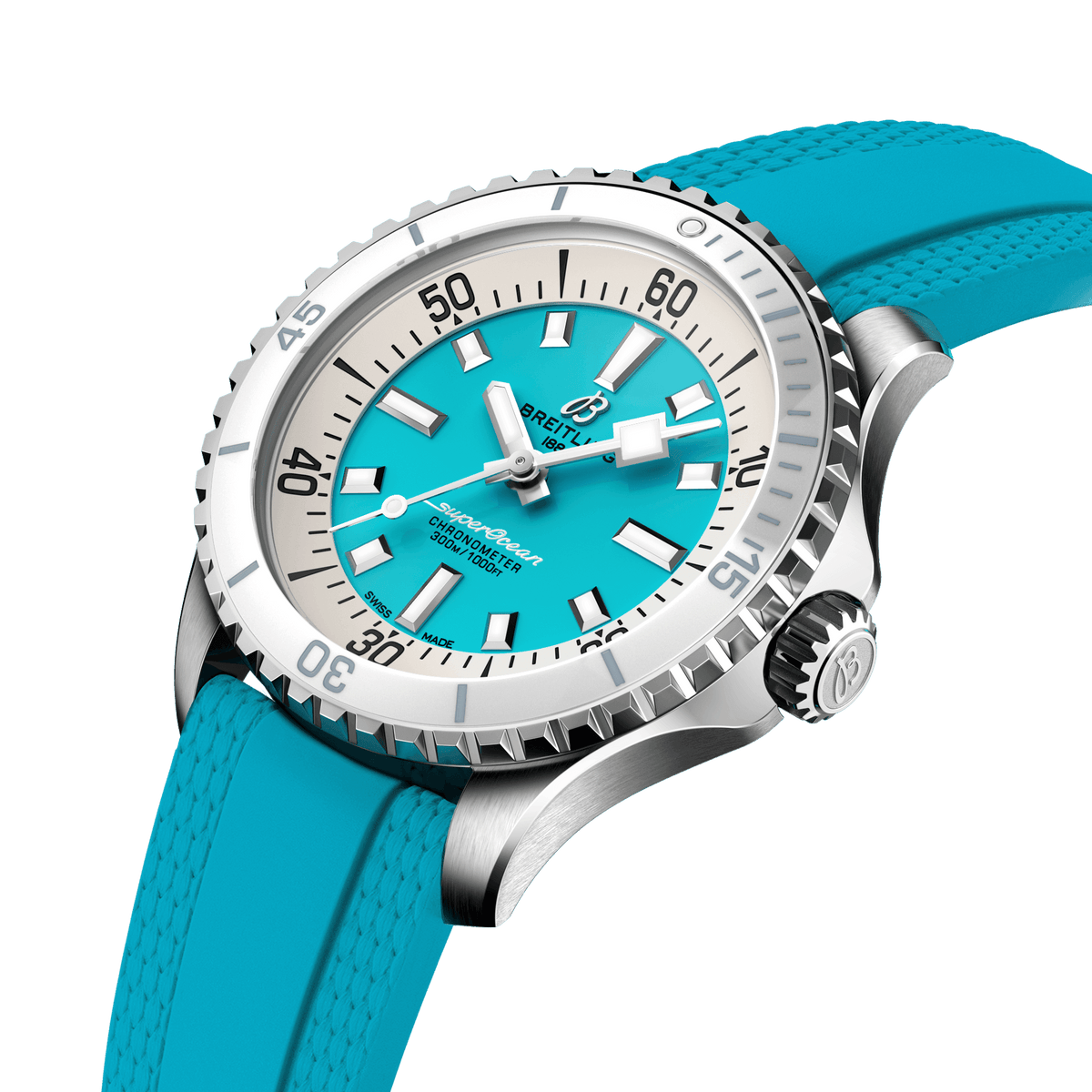 BRT Superocean Turquoise on Rubber Watch, 36mm